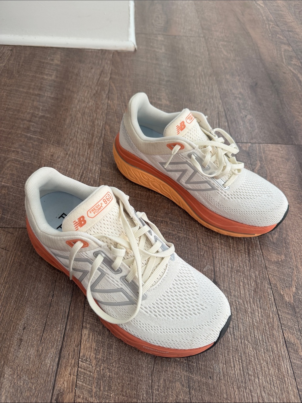 New Balance 860v14 Women's Cream Running Shoes with Orange Midsole